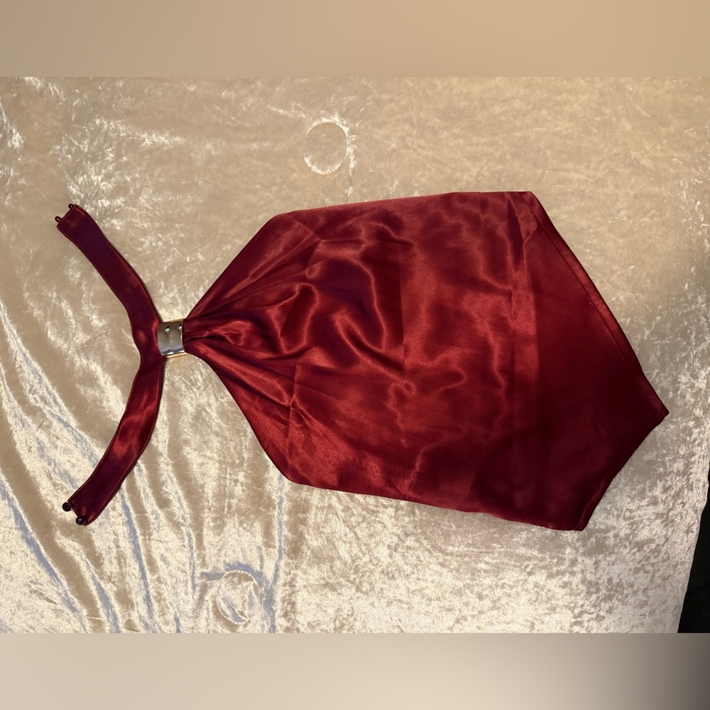 Wine red satin top